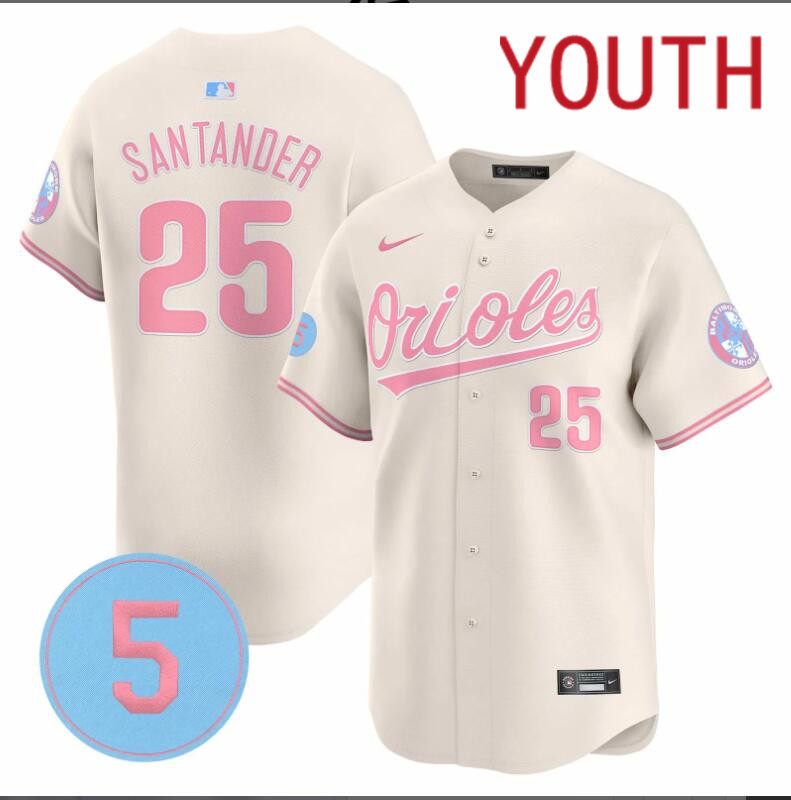 Youth Baltimore Orioles #25 Santander cream 2024 Nike MLB jersey